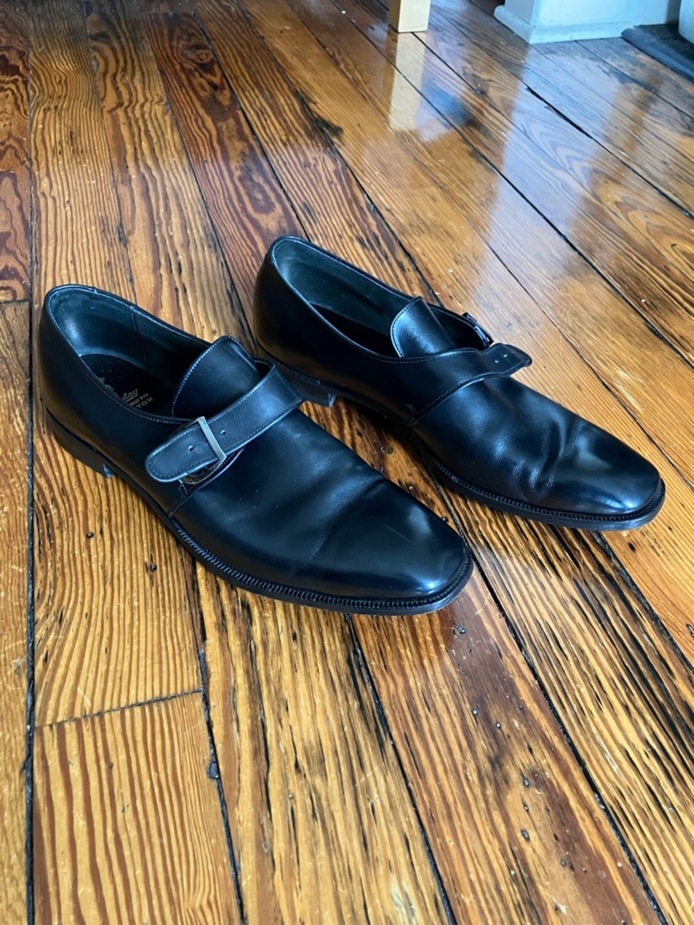 Classic Men’s Black Leather Monk Strap Shoes